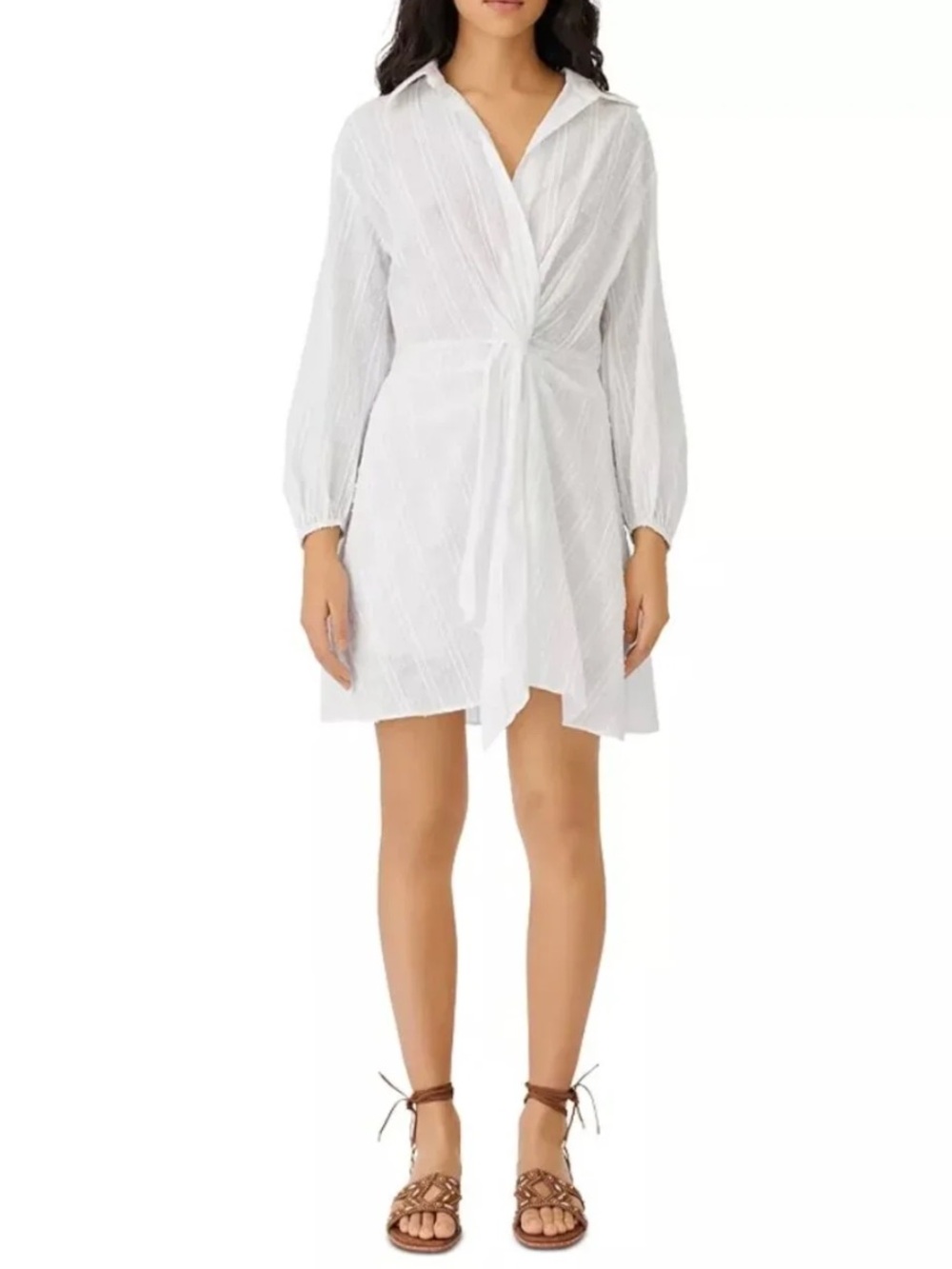 Maje Ritellio White Twisted Shirt Dress (10)